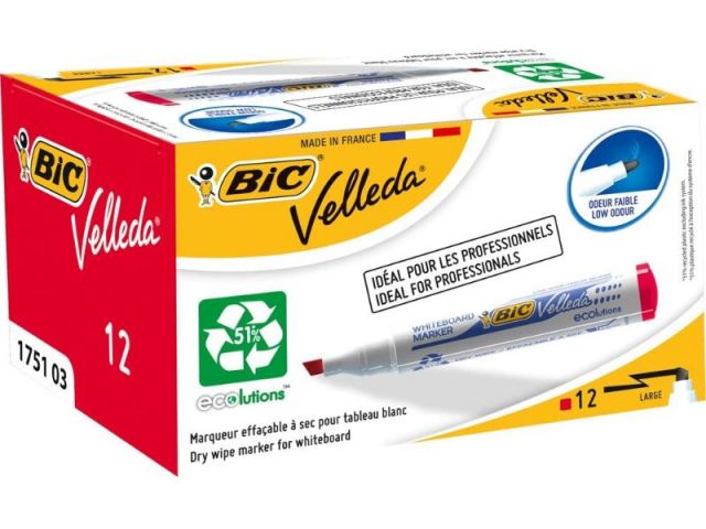 (CJ.12) BIC MARC VELLEDA 1751 PUNTA BISELADA ROJO