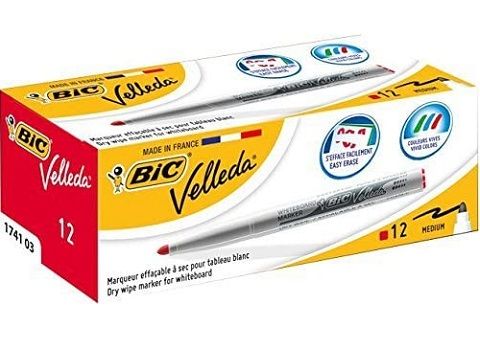 (CJ.12) BIC VELLEDA 1741 MARCAD. PIZARRA ROJO