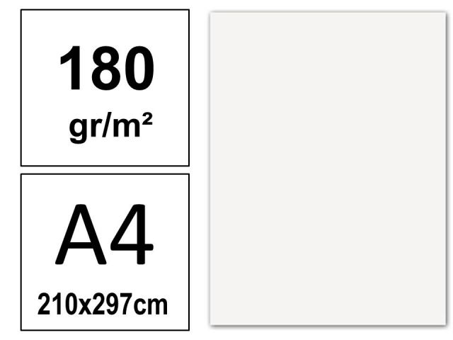 P.50 HOJAS CARTULINA A4 180gr. BLANCA