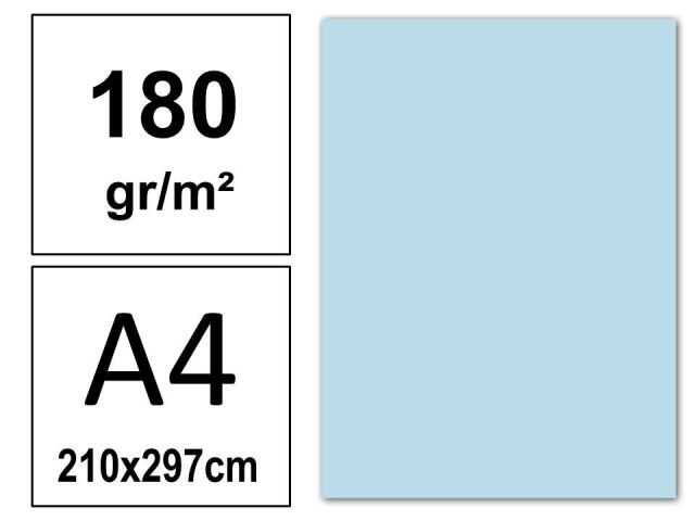 P.50 HOJAS CARTULINA A4 180gr. AZUL CLARO