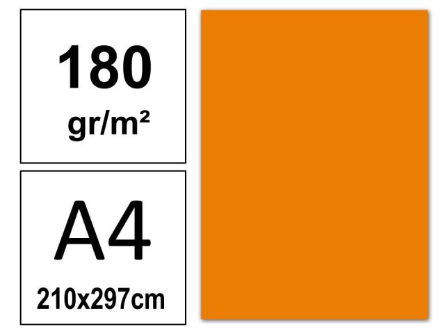 P.50 HOJAS CARTULINA A4 180gr. NARANJA