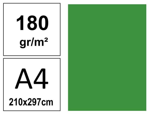 P.50 HOJAS CARTULINA A4 180gr. VERDE FUERTE