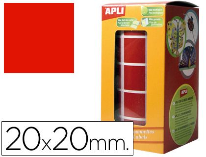 APLI ROLLO GOMETS CUADRADO 20mm ROJO 4877