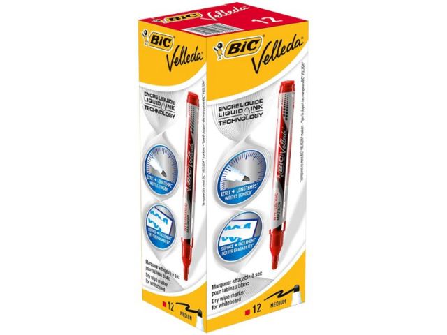 (CJ.12) BIC MARC VELLEDA TINTA LÍQUIDA ROJO 902089