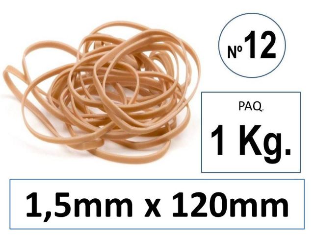 SNM PAQ. 1 KG GOMAS ELASTICAS 1,5x12cm