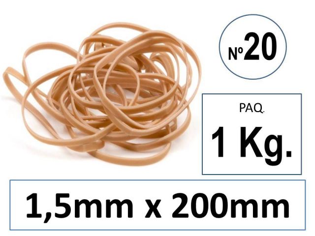 SNM PAQ. 1 KG GOMAS ELASTICAS 1,5x20cm