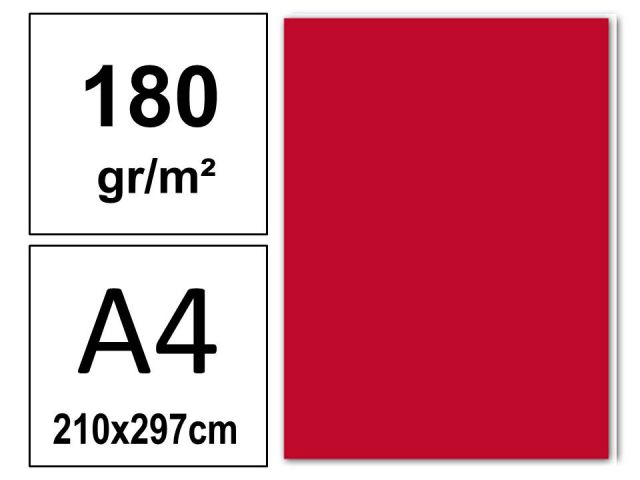 P.50 HOJAS CARTULINA A4 180gr. ROJO