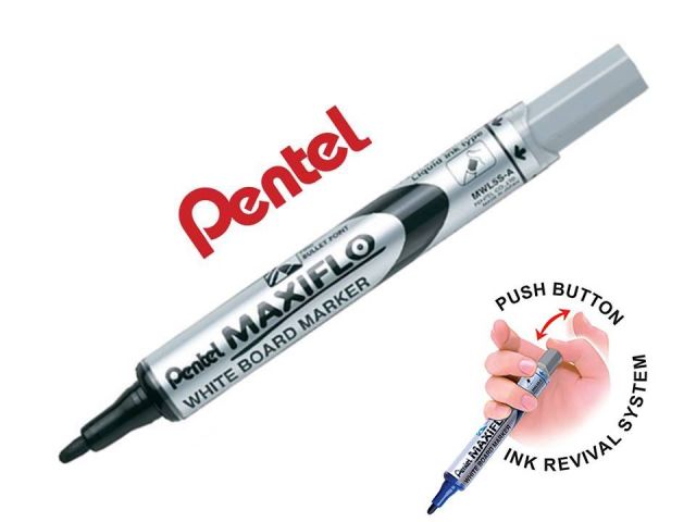 PENTEL MAXIFLO MARCADOR PIZARRA BLANCA NEGRO MWL5