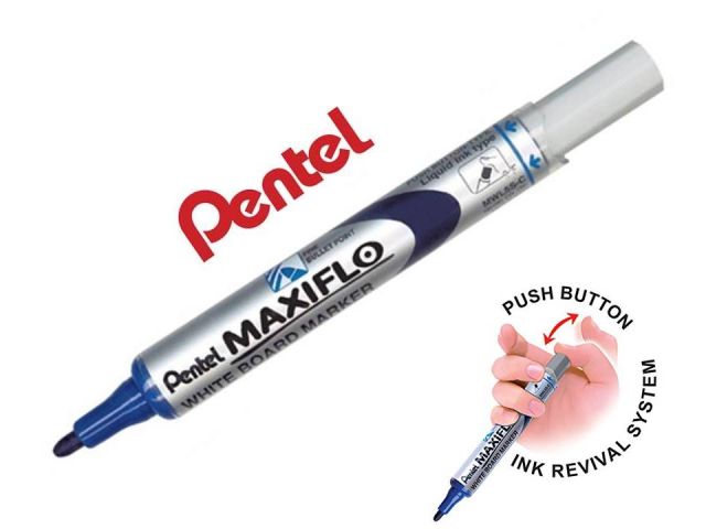 PENTEL MAXIFLO MARCADOR PIZARRA BLANCA AZUL MWL5S