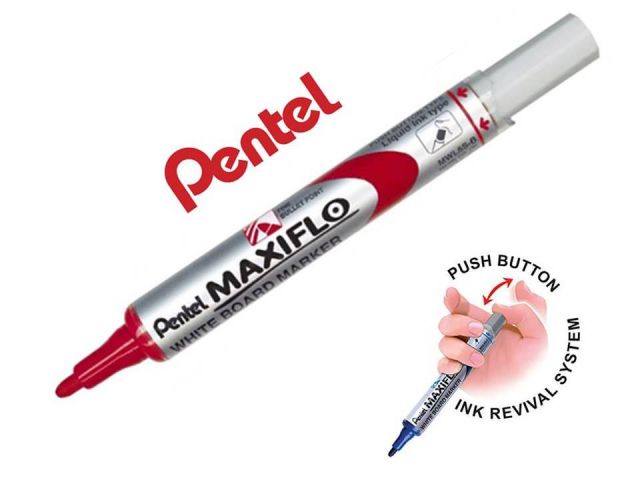 PENTEL MAXIFLO MARCADOR PIZARRA BLANCA ROJO MWL5S