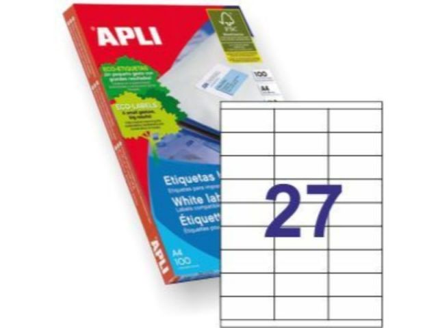 APLI C.100H A4  ETIQUETAS   70X30 (27) 1271