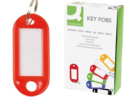 PACK 100 LLAVEROS CON ETIQUETA  ROJO  KF02691