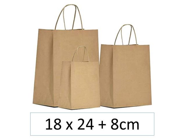 SNM PAQ.25 BOLSAS PAPEL XS 18x24+8 KRAFT ASA RIZ