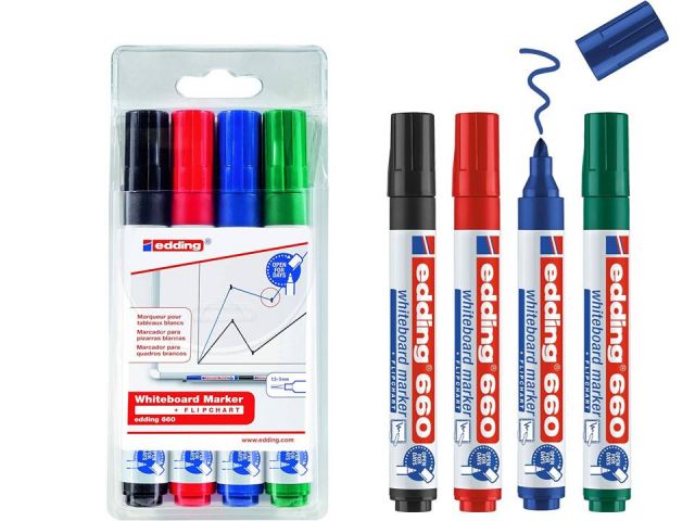 EDDING 660-04 MARC PIZARRA BLANCA  EST. 4 COLORES