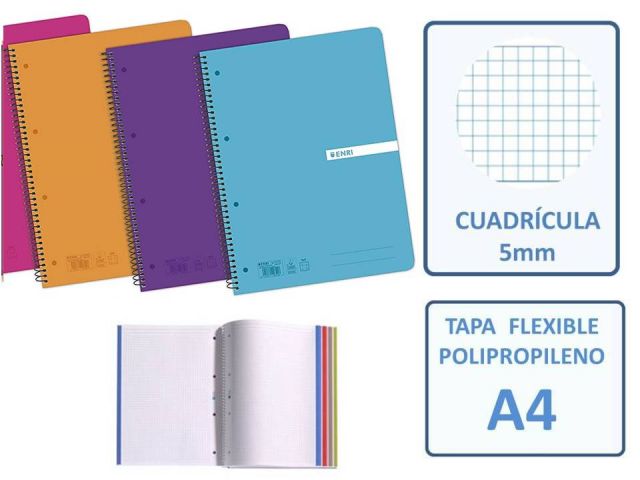 ENRI CUADERNO MICROP. A4 CUADRO 5X5 120H. TAPA PP