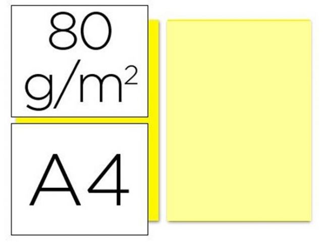 PAQ.100H. PAPEL COLOR A4 PASTEL AMARILLO 80G 15617