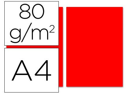 PAQ.100H. PAPEL COLOR A4 INTENSO ROJO 80G 15627