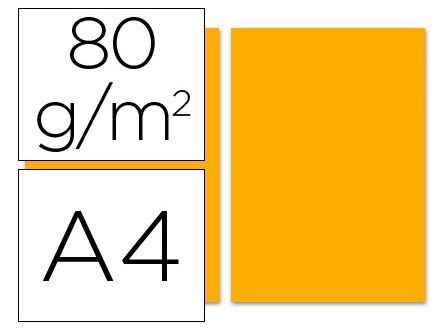 PAQ.100H. PAPEL COLOR A4 INTEN NARANJA 80G 15626