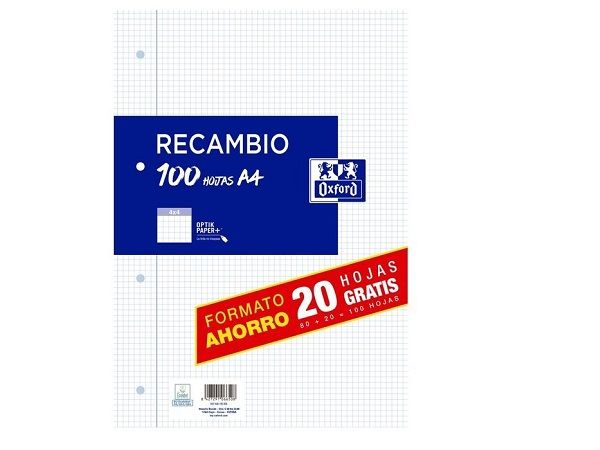 OXFORD  RECAMBIO  A4 80+20H CUADRO 4X4  400058179