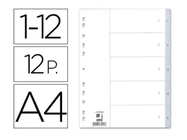 Q-CONNECT SEPARADOR PP A4  NÚMERICO 1-12