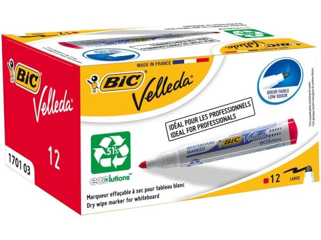 (CJ.12) BIC MARC VELLEDA 1701 PUNTA CÓNICA ROJO