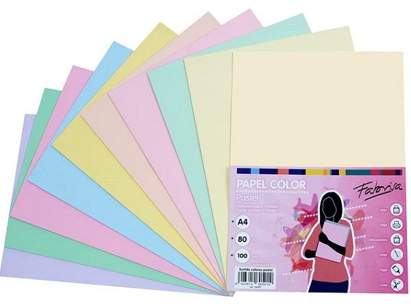 PAQ.100H. PAPEL COLOR A4 PASTEL COLOR SURTIDOS 80G