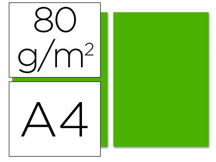 PAQ.100H. PAPEL COLOR A4 INTENSO VERDE  80G 15625