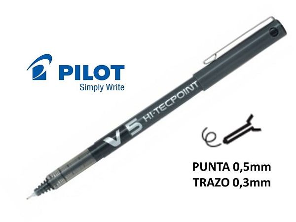 PILOT V5 HI-TECPOINT TINTA LIQUIDA NEGRO BX-V5-B