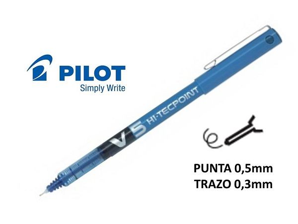 PILOT V5 HI-TECPOINT TINTA LIQUIDA AZUL  BX-V5-L