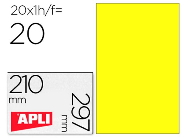 APLI B.20 H. ETIQ. A4 210X297 AMARILLO 2878