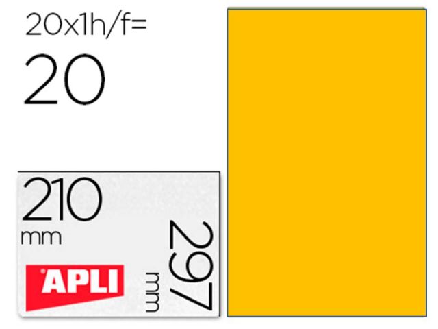 APLI B.20 H. ETIQ. A4 210X297 NARANJA 2879