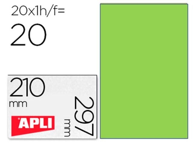 APLI B.20 H. ETIQ. A4 210X297 VERDE 2881