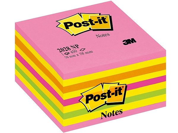 POST-IT CUBO NOTAS 76X76 450H ROSA NEON 2028NP