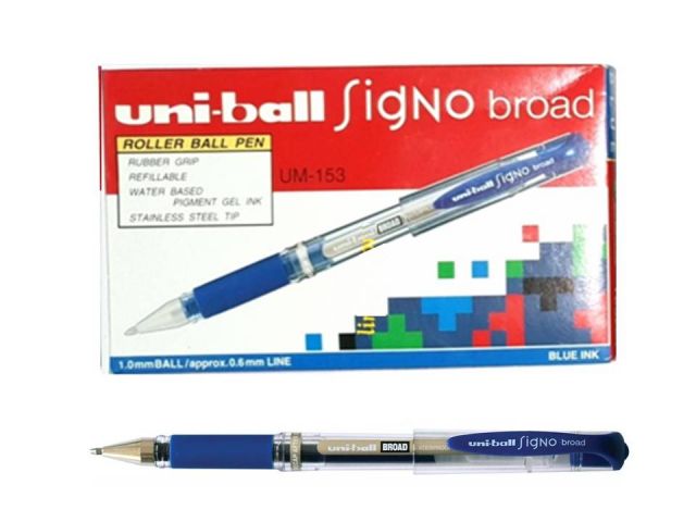 (CJ.12) UNI-BALL ROLLER GEL SIGNO BROAD 153 AZUL