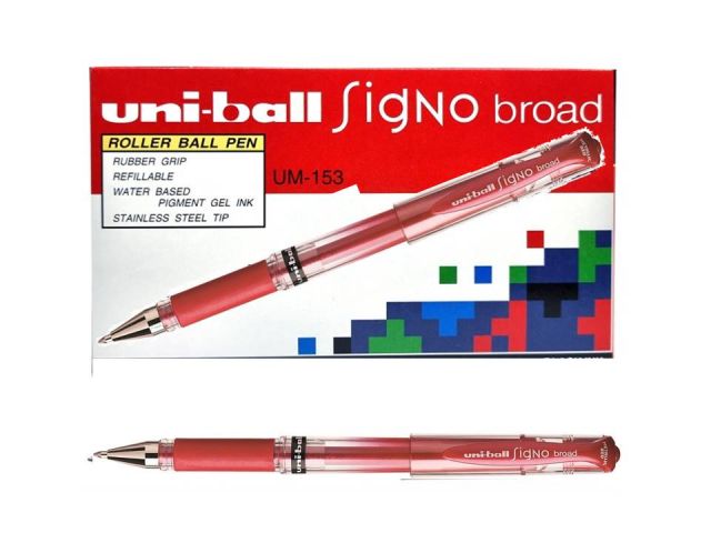 (CJ.12) UNI-BALL ROLLER GEL SIGNO BROAD 153 ROJO