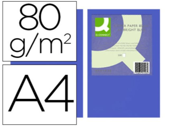 PAPEL COLOR Q-C A4 80GR AZUL INTENSO PAQ.500 H.