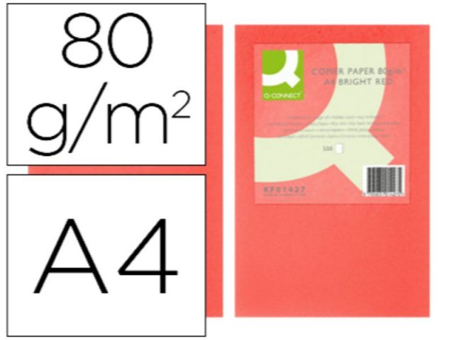 PAPEL COLOR Q-C A4 80GR ROJO INTENSO PAQ.500 H.