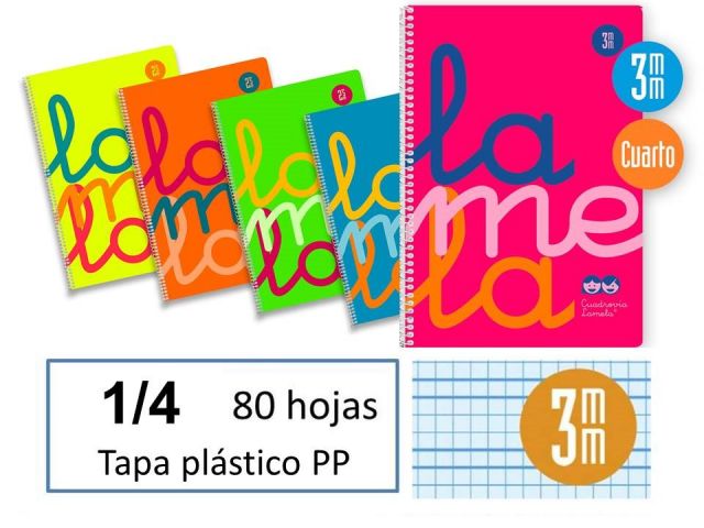 CUADERNO LAMELA PP CUARTO FLUOR C3 80H 90G