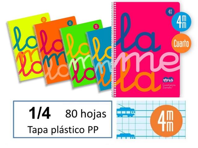 CUADERNO LAMELA PP CUARTO FLUOR C4 80H 90G