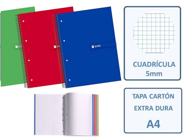 ENRI CUADERNO ESPIRAL MICROP. A4 CUADRO 5X5 160H