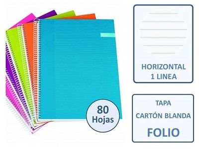 CUADERNO Fº 80H.TAPA CARTÓN BLANDA HORIZONTAL