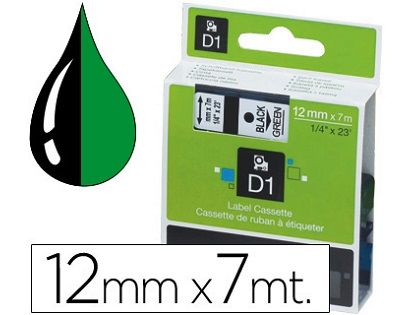 CINTA DYMO D1 12MMX7M NEGRO/VERDE 45019