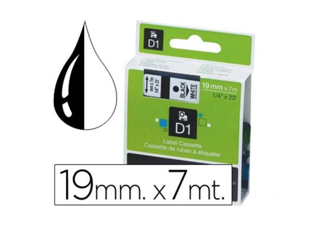 CINTA DYMO D1 19MMX7M NEGRO/BLANCO 45803