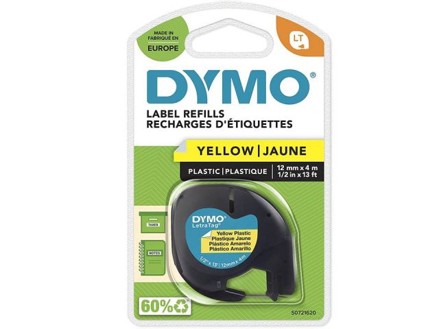 CINTA DYMO LETRATAG 12MM NEGRO/AMARILLO S0721620