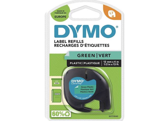 CINTA DYMO LETRATAG 12MM NEGRO/VERDE S0721640