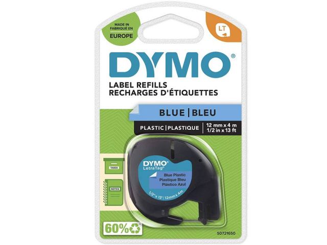 CINTA DYMO LETRATAG 12MM NEGRO/AZUL S0721650