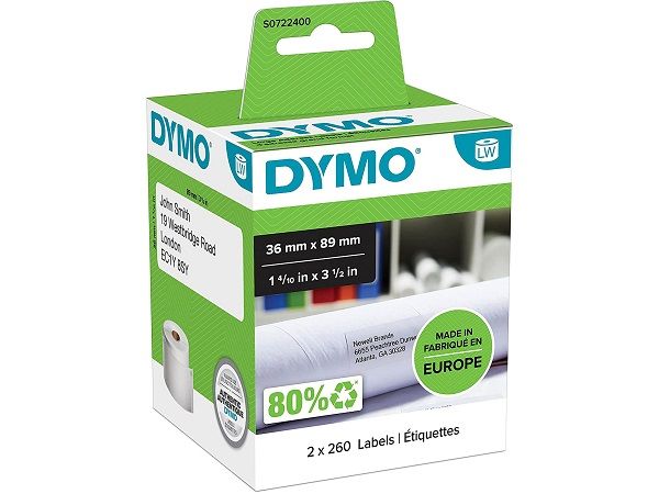 DYMO 2 ROLLOS ETIQ LW 89X36 BLANCO  S0722400