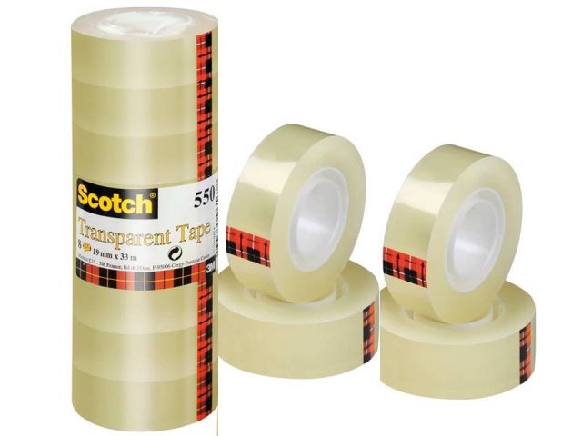 SCOTCH PAQ.8 CINTAS ADHESIVAS ALTA TRAN. 19X33 550