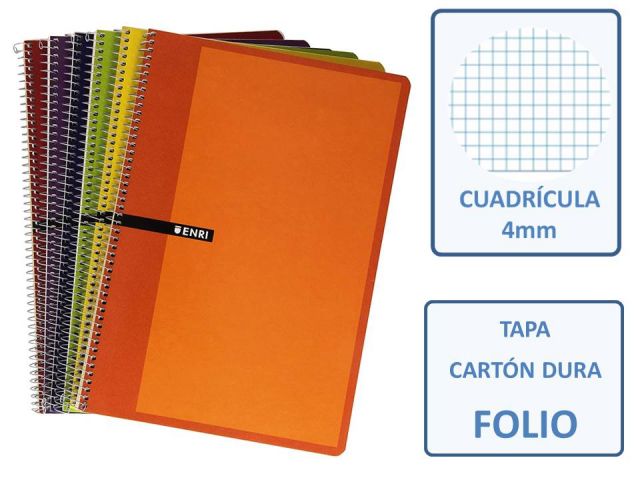 (PAQ.5) ENRI CUADERNO Fº 80H.TAPA DURA CUADRO 4X4