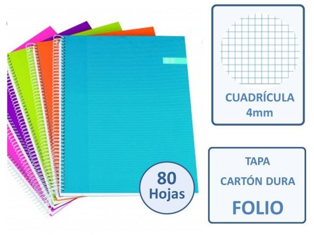 CUADERNO Fº 80H.TAPA CARTON DURA CUADRO 4X4